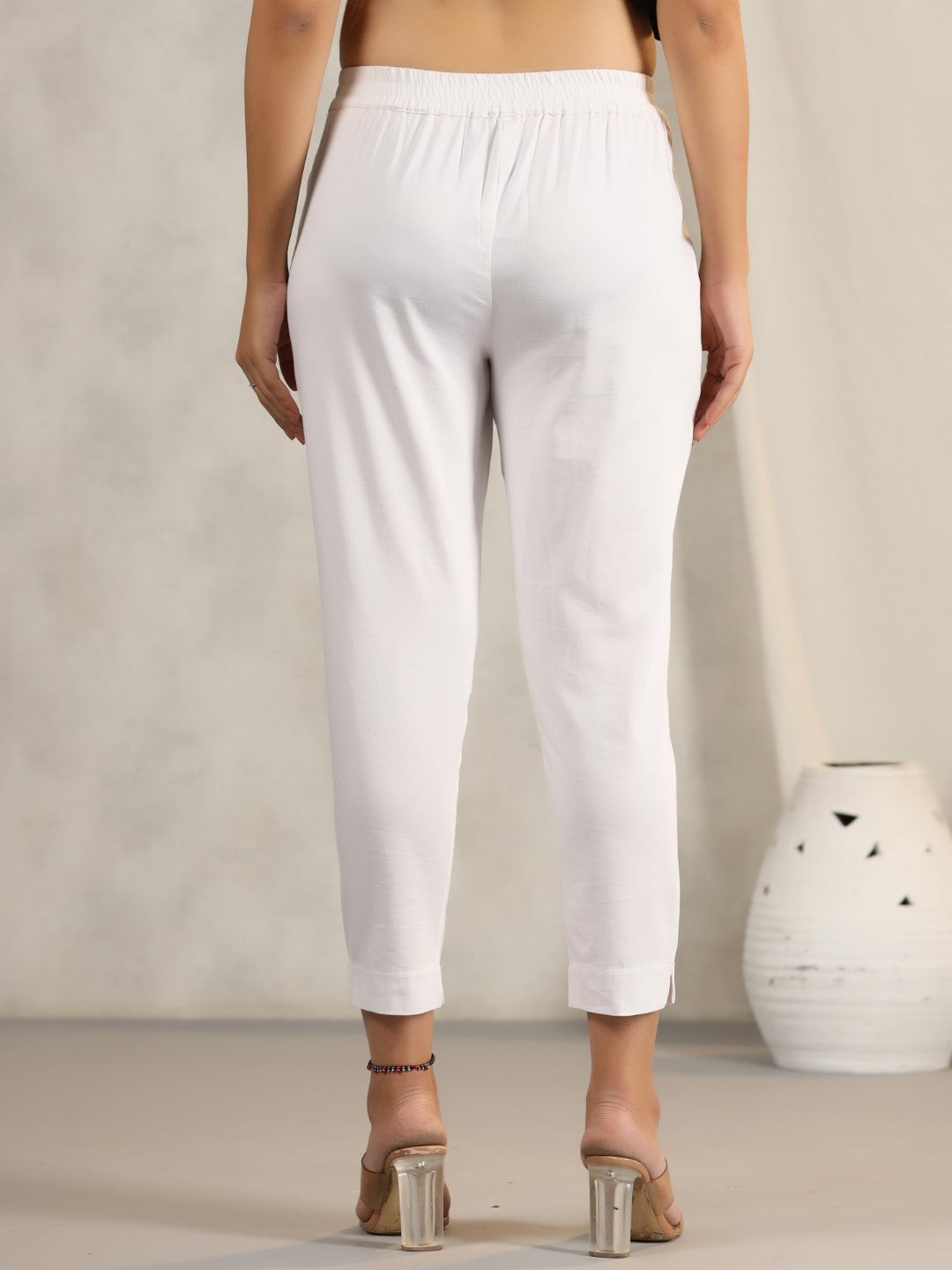 Buy W Women White Regular Cropped Trousers - Trousers for Women 8418031 |  Myntra